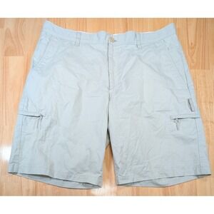 Greg Norman for Tasso Elba Mens 38 Cargo Shorts Light Gray Cotton Blend Golf